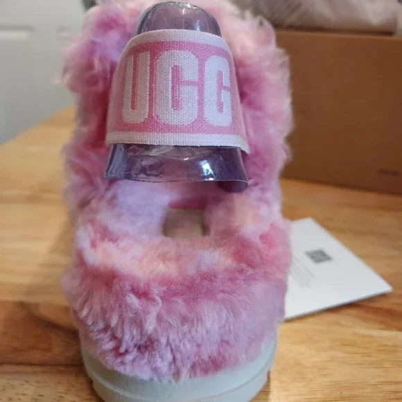 UGG Sugar Fluff Faux Fur Sandals-Pink Size 9 Women NWT - Picture 2 of 4